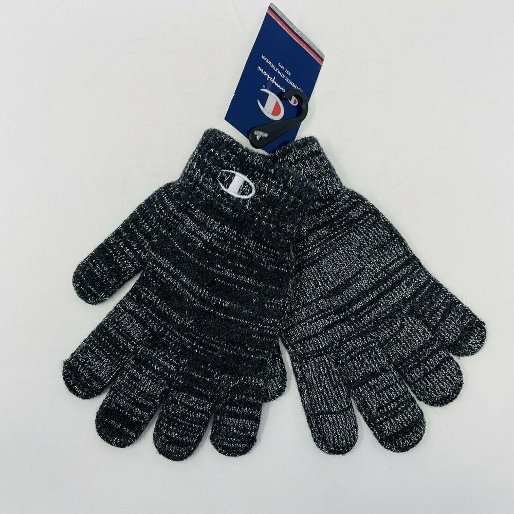 Champion Toddler Girls One Size Fits Most Metallic Knit Gloves Black‎ Silver 849